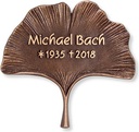 Schriftträger Motiv Ginkgoblatt aus Bronze, 13×13 cm