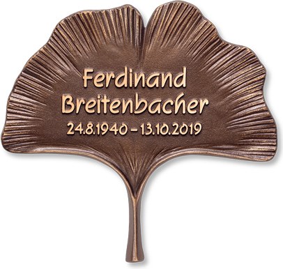 [ST-31539] Bronzová deska s motivem Ginkgo, 17×17 cm