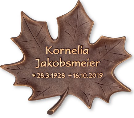 [ST-31541] Bronzová deska s motivem javoru na náhrobek, 18×20 cm