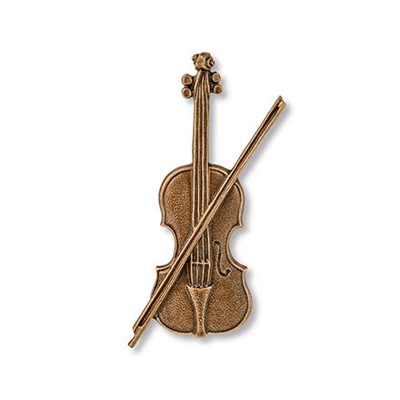 Bronzová housle na náhrobek, 10×5,5 cm nebo 15×8 cm