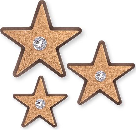 Bronzová hvězda s křišťálem na náhrobek, 2–3 cm