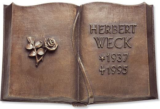 Bronzebuch mit Text für Grabstein, 26×40 cm bis 40×71 cm