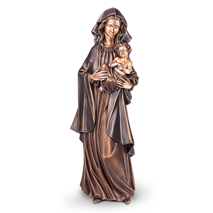[ST-85391] Madonna mit Kind aus Bronze für Grabstein, 69×26×19 cm