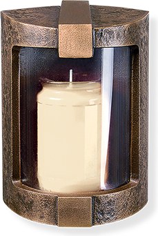 Wandlaterne aus Bronze für Grabstein, 16×12×10 cm