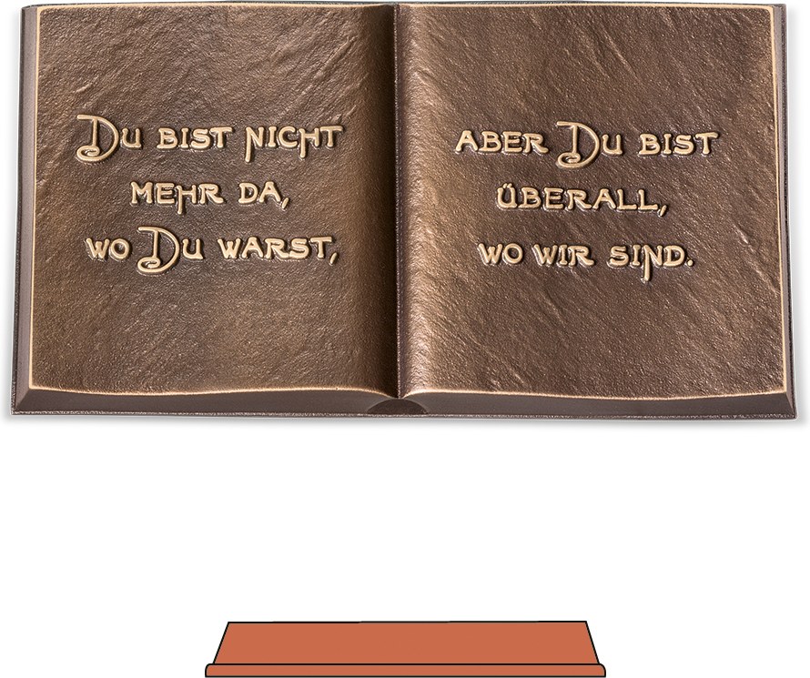 Bronze offenes Buch für Grabmal, 12×21 cm