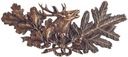 Bronzereliefs Eichen- und Tannenzweig mit Hirschkopf, 10×21 cm