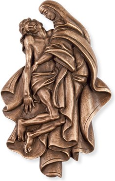 [ST-20496] Bronzeplakette Pieta für Grabstein, 11×7 cm