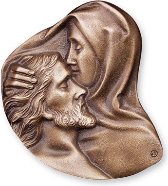 Bronzová Pieta na náhrobek, 8×8 cm