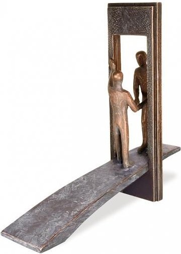[ST-85363] Bronzeplastik Verabschiedung für Grabstein, 24×8×25 cm