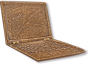 [ST-18944] Bronzová reliéfní dekorace Laptop na náhrobek, 6×7,5 cm