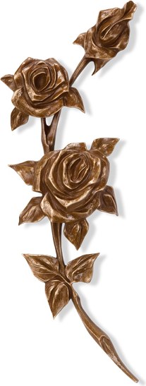 Bronzerose für Grabstein, 32×16 cm