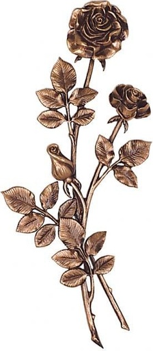 [ST-34710] Bronzerosenrelief für Grabstein, 47×24 cm