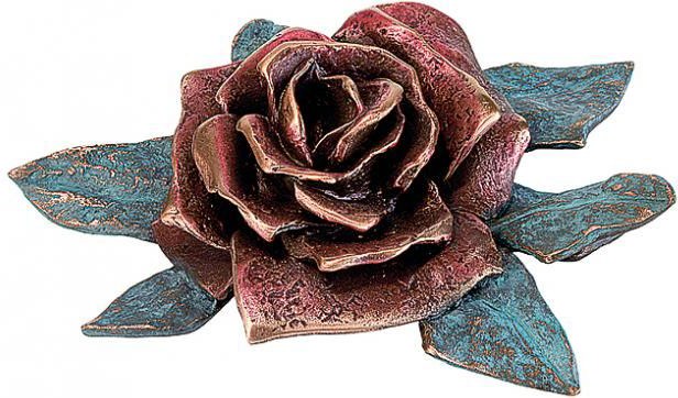 Bronzene Rosenblüte für Grabstein, 14×19 cm