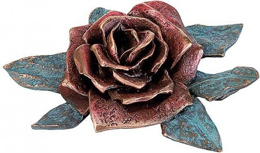 [ST-20444] Bronzene Rosenblüte für Grabstein, 14×19 cm