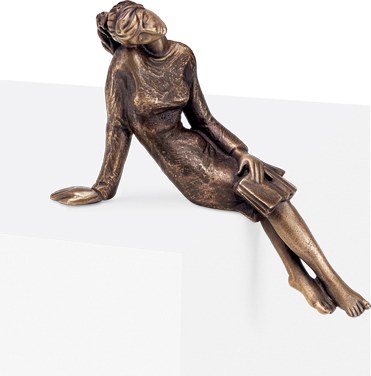 [ST-85015] Bronzová socha Čtenářka s knihou na náhrobek, 12×12 cm