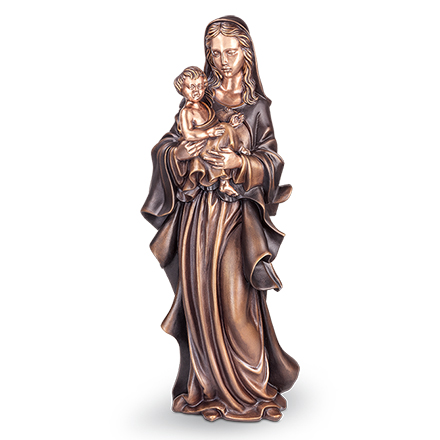 [ST-85333] Bronzefigur Madonna mit Kind für Grabstein, 20–62 cm
