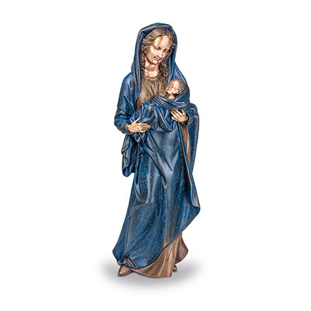 [ST-85219] Bronzefigur Madonna mit Kind für Grabstein, 31×12×9 cm
