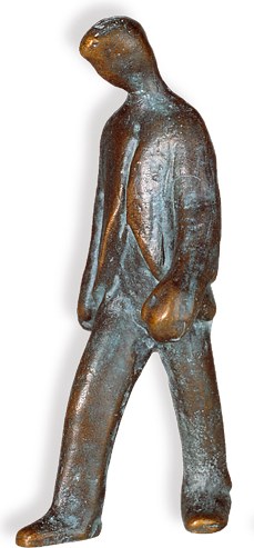 [ST-85254] Schreitende Figur aus Bronze für Grabstein, 9×5×5 cm