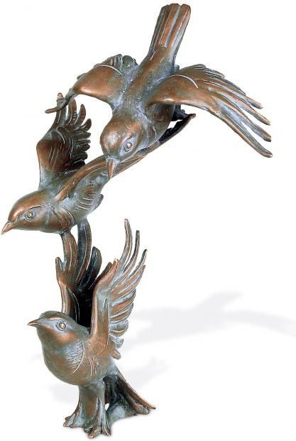 Bronze-Statue Vögel auf Grabmal, 31×24×17 cm