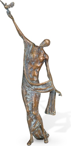 [ST-SYM05] Bronze-Statue mit Taube für Grabmal, 33×13 cm