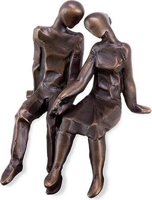 [ST-87519] Sitzendes Paar aus Bronze für Grabstein, 12×10×9 cm