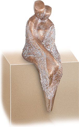 [ST-87457] Bronzová socha Sedící pár na náhrobek, 39×13×17 cm