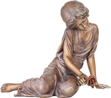 [ST-87617] Trauernde mit Rose aus Bronze, 37×42×31 cm