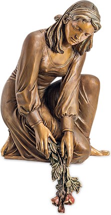 [ST-84266] Trauernde – Bronzeskulptur für Grabstätte, 78×37×47 cm