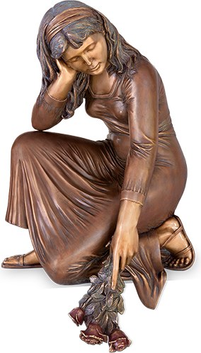 [ST-84052] Trauernde kniend aus Bronze, 85×49×48 cm