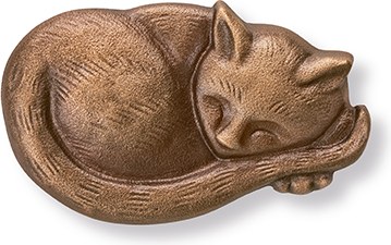 [ST-20261] Bronzová spící kočka na náhrobek, 6×10 cm