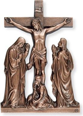 [ST-20457] Kreuzigungsgruppe aus Bronze für Grabstein, 15×11 cm