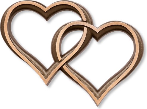 Doppelherz aus Bronze zur Schrift »Weimar«, 5×7 cm oder 8×11 cm