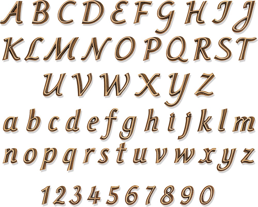 Bronze kursiver Buchstabe für Grabmal