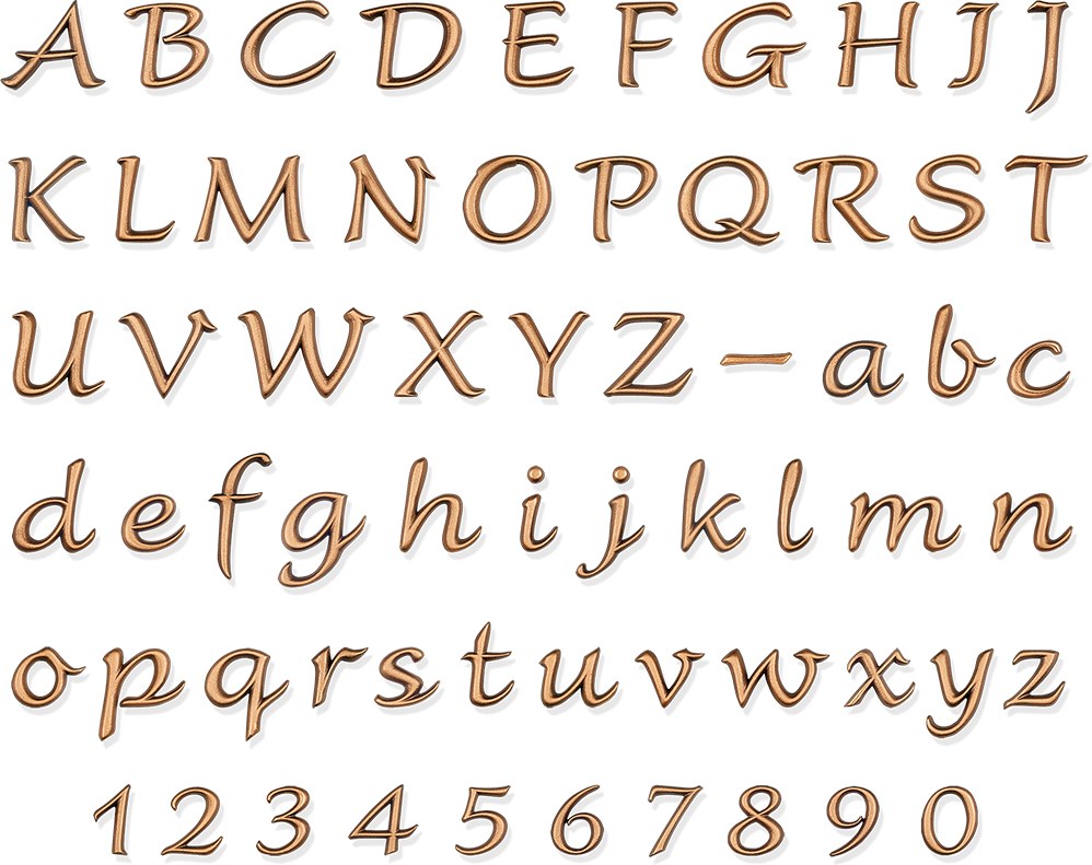 Bronze-Buchstabe Scriptura für Grabmal