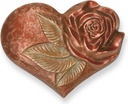 Bronzherz mit Rose für Grabstein, 5×7 cm oder 7×9 cm