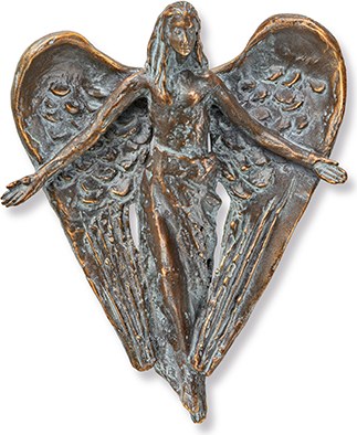 Bronzeengel für Grabstein, 12×9,5 cm