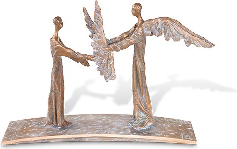 [ST-85458] Bronzeengel für Grabstein, 26×38 cm