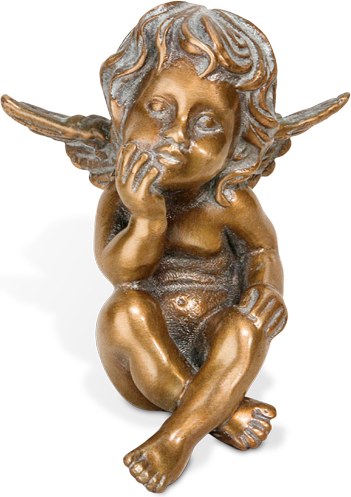 Bronzový anděl na náhrobek, 8×7×7 cm nebo 12×10×10 cm