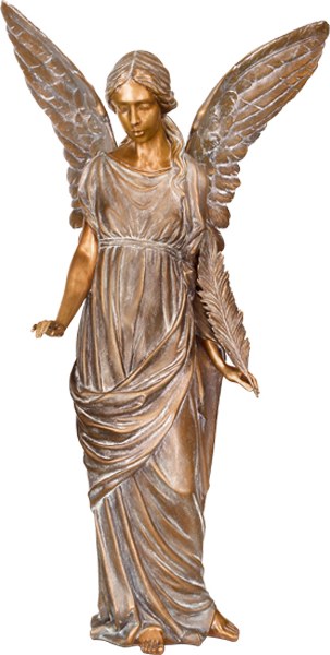 Engel mit Palmwedel aus Bronze, 83×45×36 cm