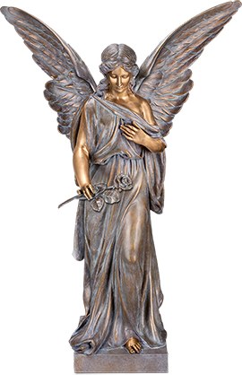 [ST-95120] Bronze-Engel mit Rose für Grabmal, 15–155 cm