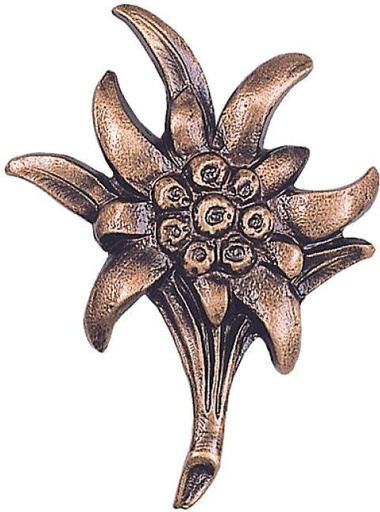 [ST-15340] Edelweiß aus Bronze für Grabstein, 7×5 cm