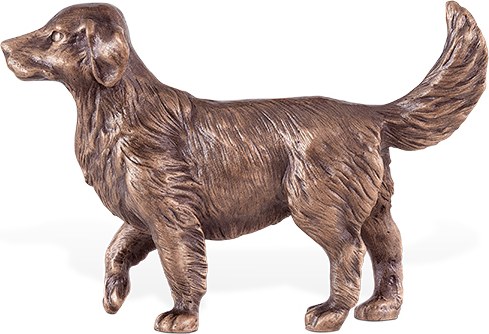 Golden Retriever aus Bronze für Grabstein, 7×11 cm