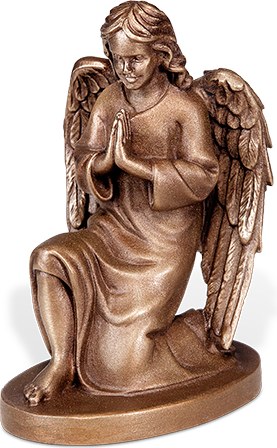 [ST-85424] Bronzový klečící anděl na náhrobek, 11×6×9 cm