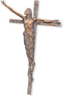 Christus am Kreuz aus Bronze, 38×23,5 cm