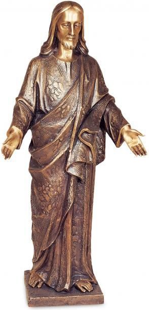 Bronzový Kristus požehnávající na náhrobek, 77×36 cm
