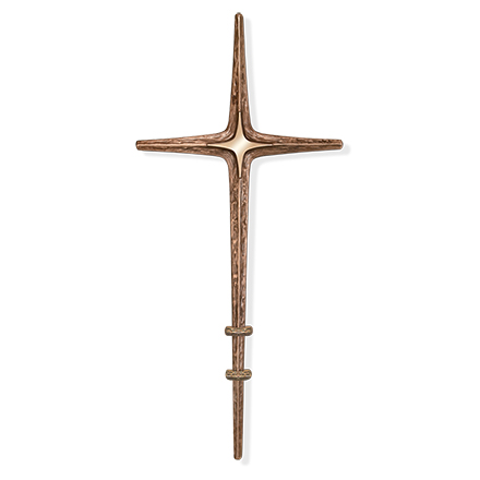 Bronzekreuz mit Halter für Grabstein, 51–86 cm