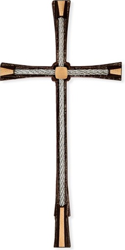 [ST-KREUZ10] Bronzový kříž s křišťálem na náhrobek, 31×15 cm