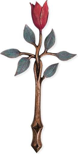 [ST-KREUZ08] Bronze-Kreuz mit Kristall für Grabmal, 31×16 cm