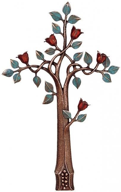 Bronzový kříž s křišťálem na náhrobek, 56×35 cm