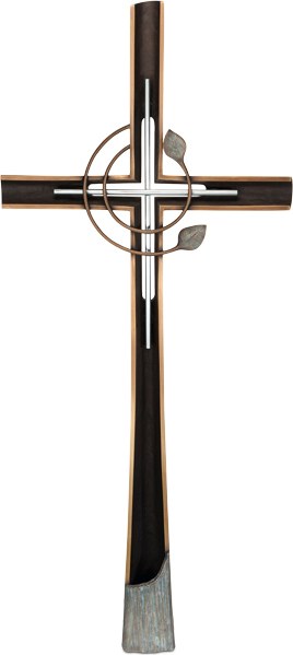 Bronzový kříž s křišťálem, 91×40 cm